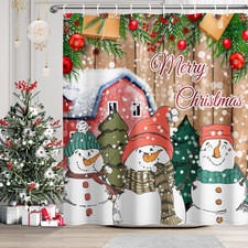 Christmas Shower Curtain Winter Snowman Shower Curtains for Bathroom Farmhouse X