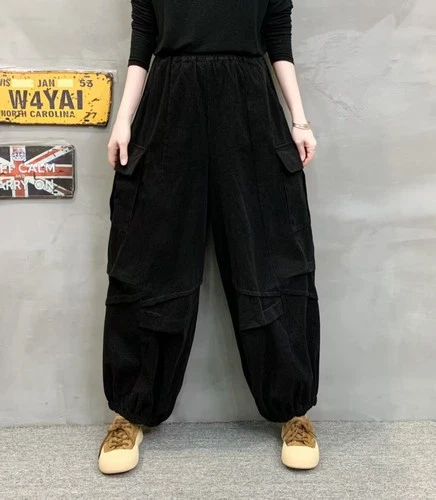 Freizeithose modisch mehrere Taschen einfarbig große Größen lockere Hose Damen - Bild 20 von 20