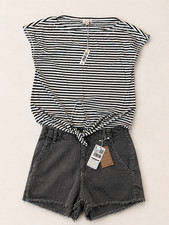Women’s Max Studio Striped Top + Mango Gray Shorts – XS – NWT