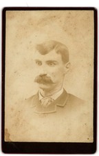 Cabinet Card Circa 1880s Man with Mustache In Suit Unmarked