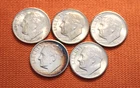 1947-S, 1948-D, 1949-D, 1949-S (Toned), & 1950-D Roosevelt Silver Dime Lot, 10C