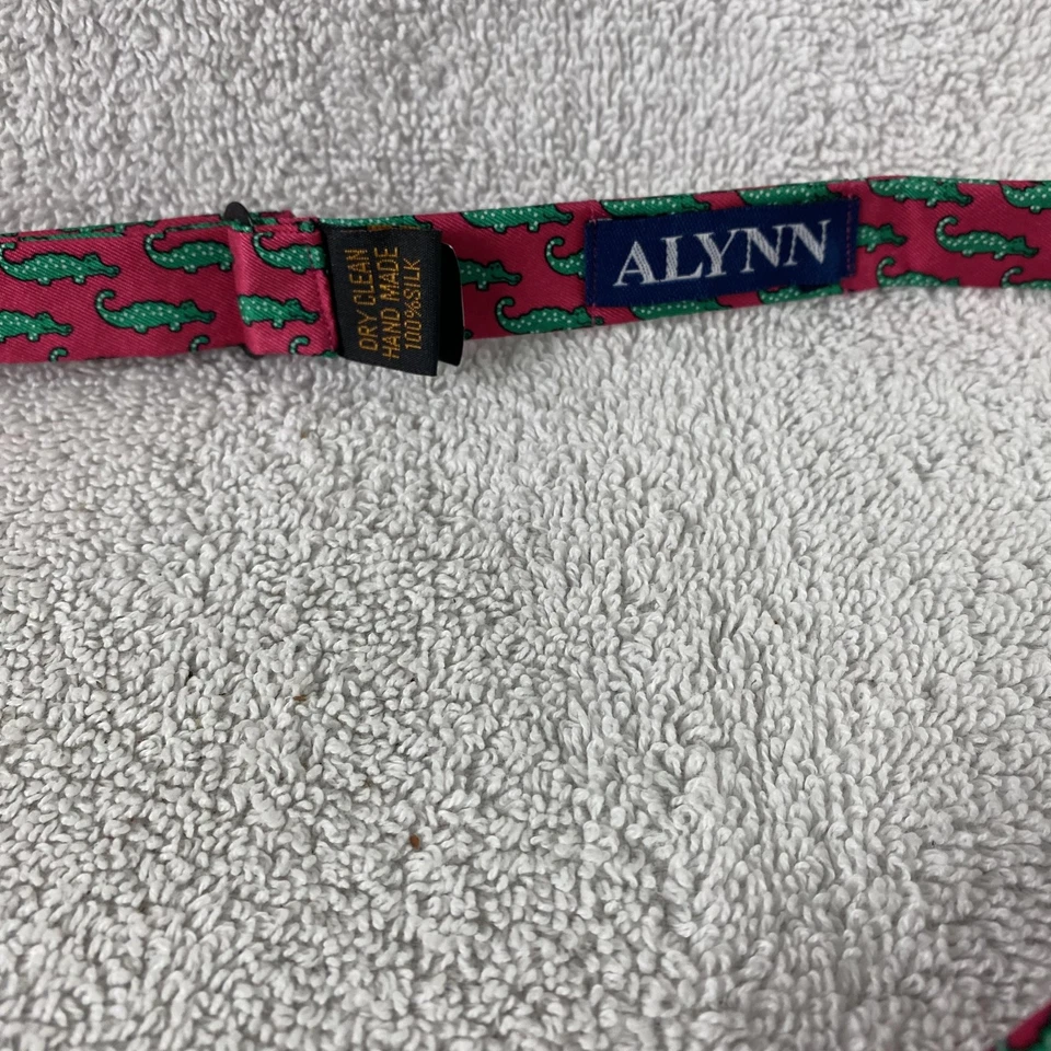 Gravata borboleta masculina Alynn rosa 100% seda auto-amarração jacaré jacaré novidade ajustável - Imagem 2 de 4