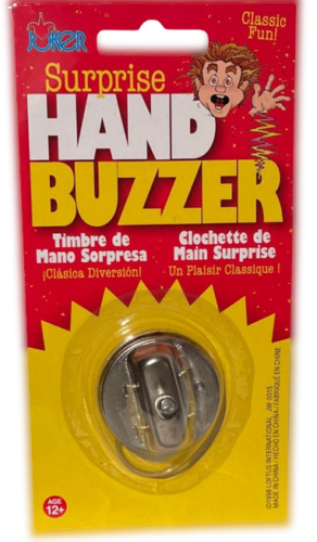 HAND JOY BUZZER Wind Up Joke Prank Gag Shock Trick Shake Buzz Metal Toy Ring NEW - Picture 1 of 9