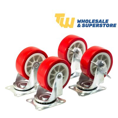 Amtech S5675 4tlg Schwerlast 3'' 75mm Lenkrollen Set 200kg Tragkraft