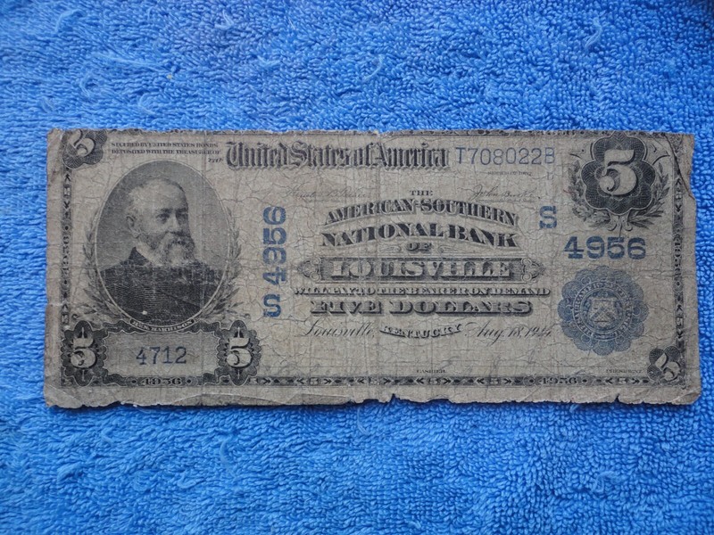 1902 Plain Back $5 American Southern NB Louisville Kentucky KY - Only 7 Known!!!