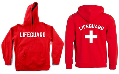 Hoodie Lifeguard LIFEGUARD RESCUE SEA Red Hooded and Large Central | eBay