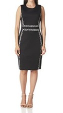 CALVIN KLEIN Women's Stretch Ponte Colorblock Sheath Dress BLACK/WHITE Size 8