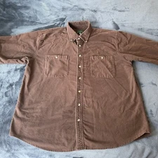 Scandia Woods Men's Long Sleeve Button Up Brown Collar Shirt 2XL