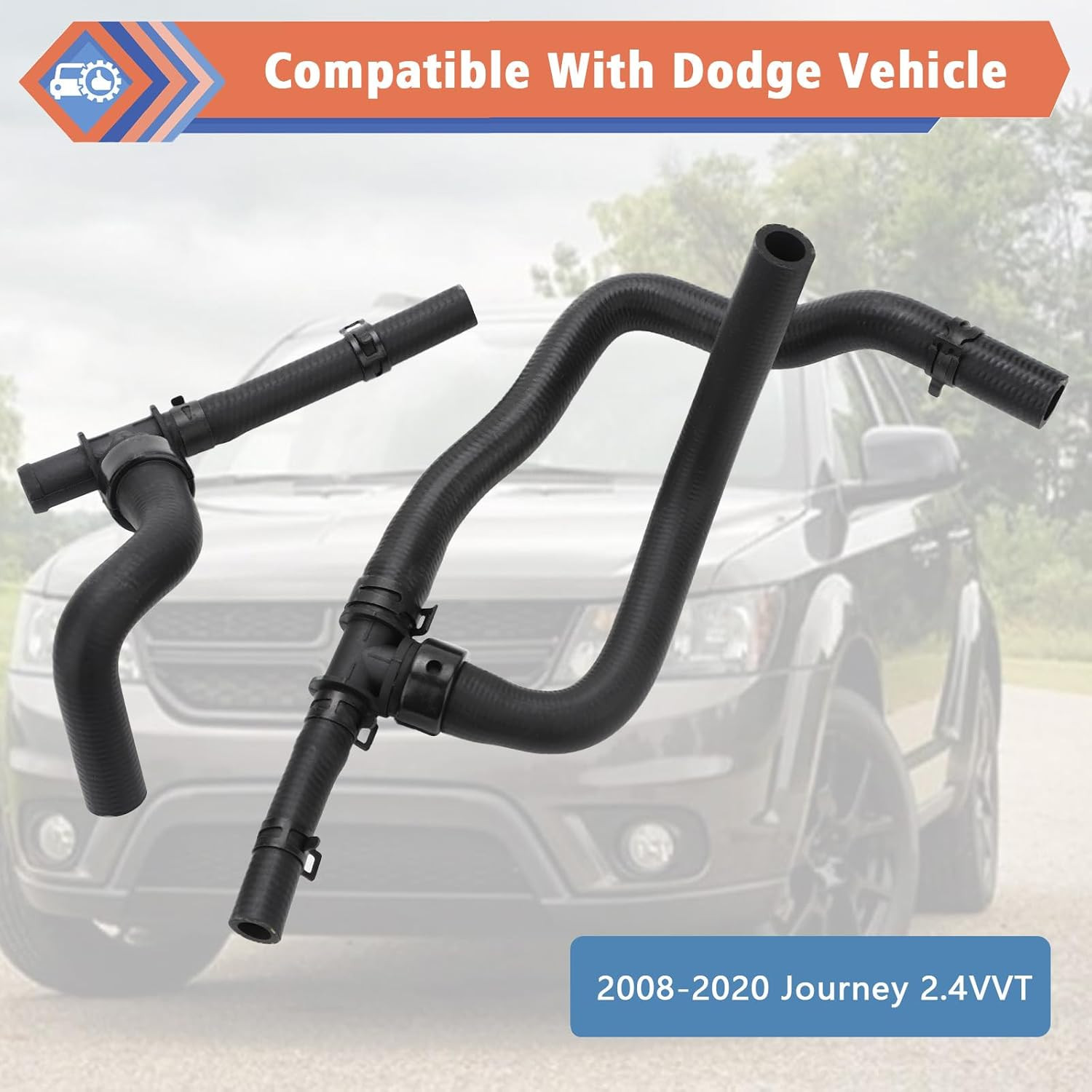 HVAC Heater Hose Pipe Kit with TEE for Return Compatible with Dodge Vehicle 2008