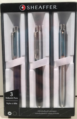 Sheaffer 9858M3 Sentinel Ballpoint Pen Gift Set 3 Pk Black Brand New