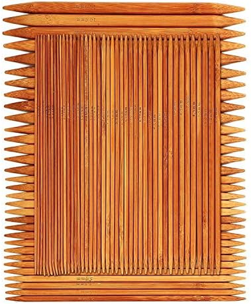 75 Pcs Double Pointed Knitting Needles Set,  Carbonized Bamboo Knitting Needles,