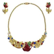 Disney Princess Snow White Costume Jewelry Set Necklace Clip Earrings