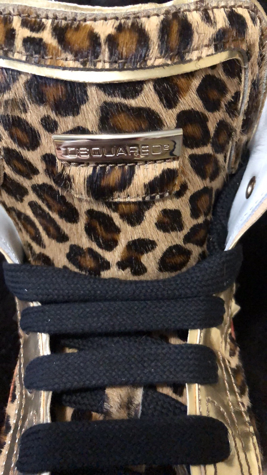 DSQUARED2 scarpe da ginnastica alte pony leopardate taglia 8 uomo donna 10