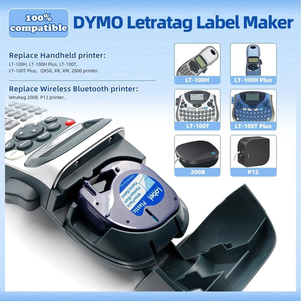 Совместимая пластиковая белая этикеточная лента Dymo LetraTag Refill 91331 12 мм 10 шт. - Изображение 2 из 4