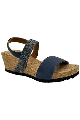 Muk Luks Women's Wedge Sandals Wendy Navy