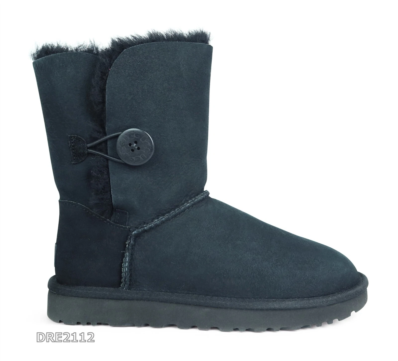 Stivali UGG Bailey Button II neri in pelliccia scamosciata da donna taglia 8 *NUOVI*
