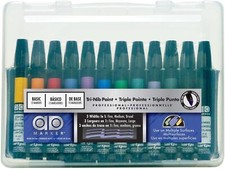Chartpak Original AD Markers, Tri-Nib, 12 Color Set in Plastic Case