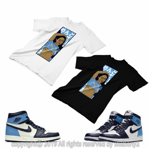 Custom camiseta a juego Estilo de Air Jordan 1 Universidad Azul JD 1-44-2  UNC | eBay