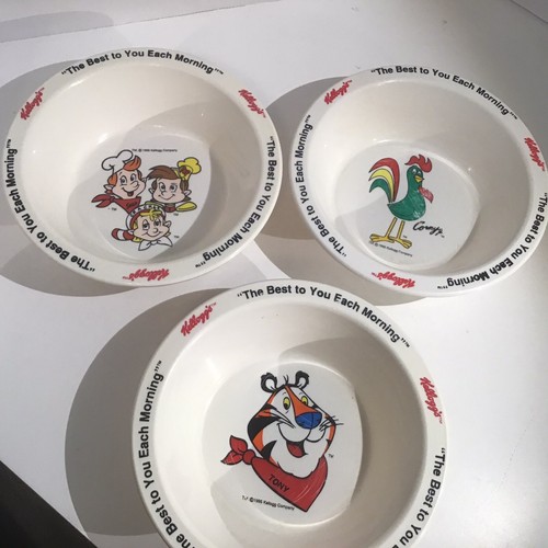 3 Vintage Kellogg’s Cereal Bowls Tony The Tiger, Corny, Snap Crackle