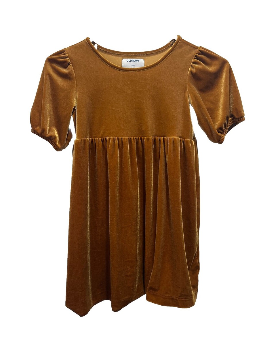 old navy brown dress Girls Gold Velvet Short Sleeve Size M (8) Light Blue Wedding Dresses Core Colors:Avocado Checks neck smocked waist elasticized Summer 26