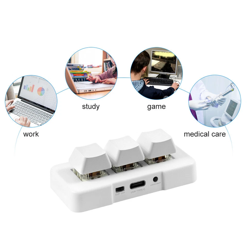 PC USB Footswich Mini 3-Key Bluetooth mechanical music macro  customize Keyboard - Image 4 of 4
