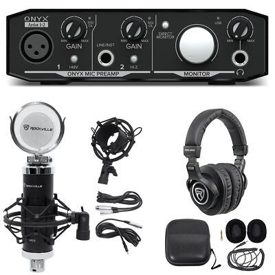 Mackie Onyx Artist 1.2 2x2 USB Recording Interface+Studio Microphone+Headphones