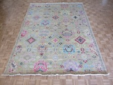 8'11 x 11'9 Hand Knotted Sage Green Colorful Oushak Oriental Rug G15253
