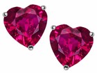 1 ct. Genuine Ruby Heart Stud Earrings in Sterling Silver