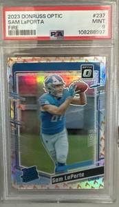 2023 Sam LaPorta Donruss Optic  Fire Emoji -  Rated Rookie #237 PSA 9