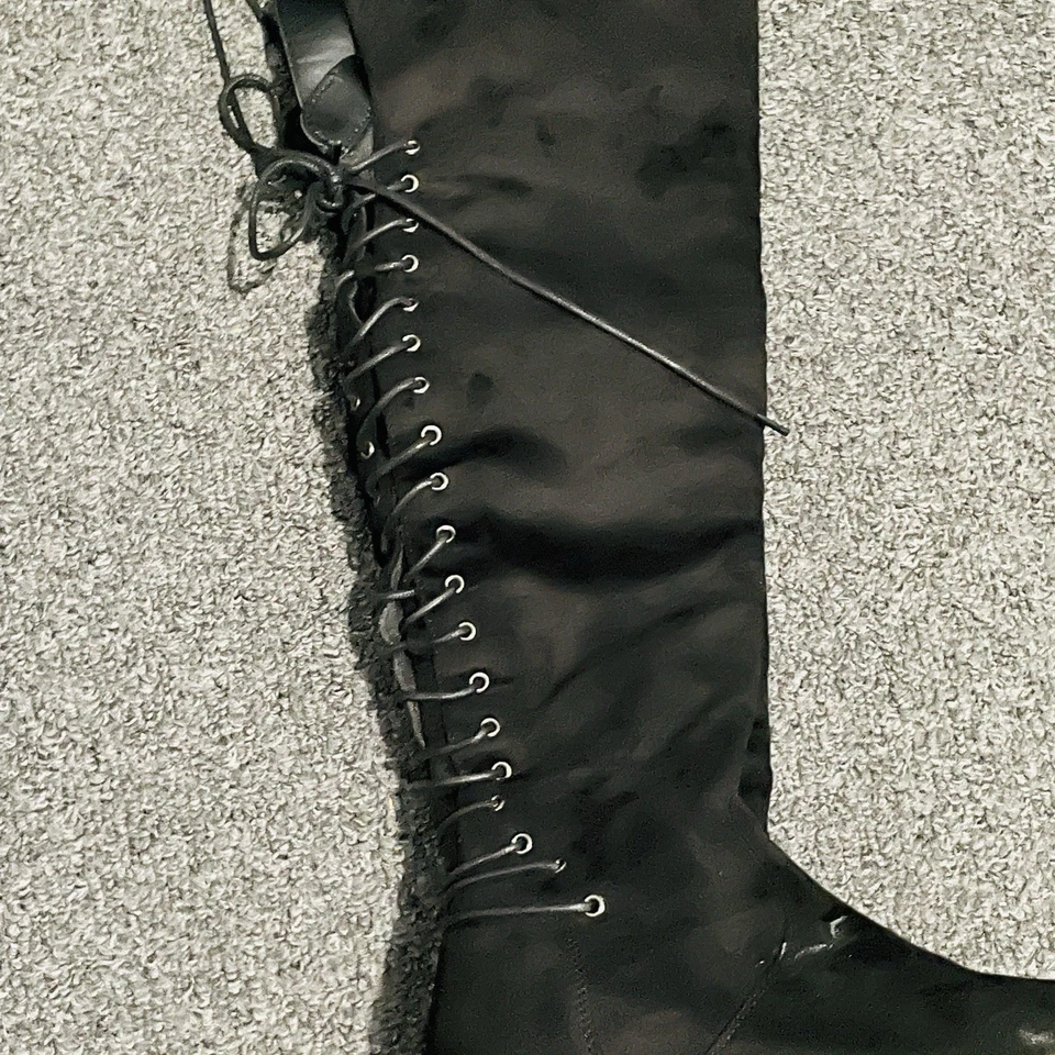 Top Moda Shoes Womens Size 6.5 Black Bank-99 Knee High Boots Tall Lace Up Zipper - Image 3 of 4
