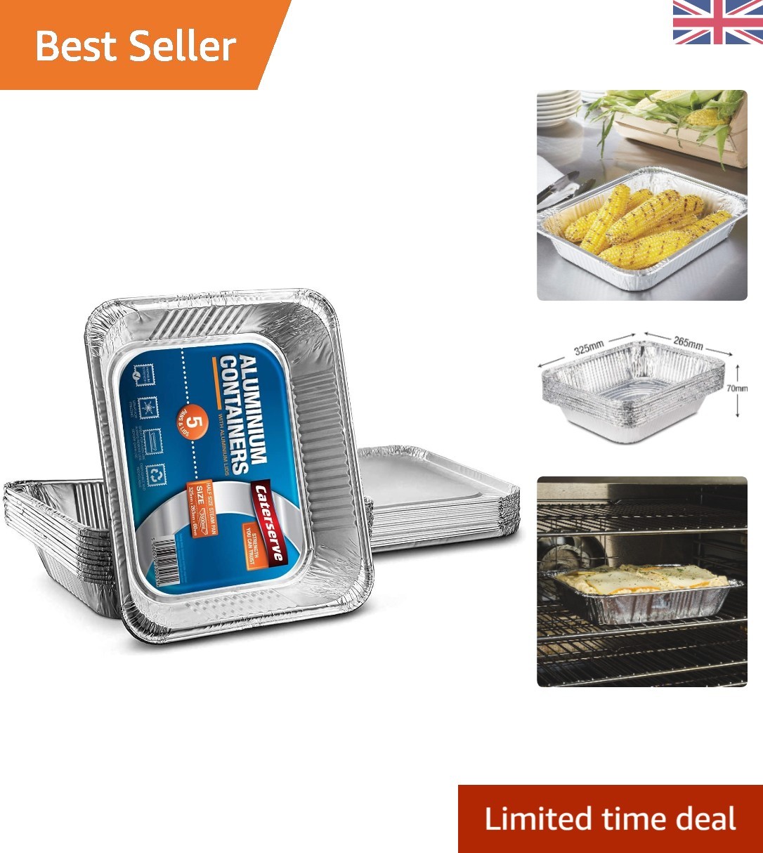 Stabiles Einweg Aluminium Tablett Set - 10 Tabletts & Deckel für Kochen & Lebensmittel Aufbewahrung