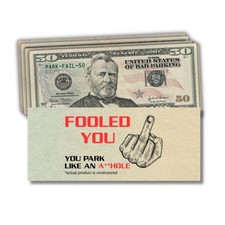 Bad Parking Cards   Fake 50 Bill Look Cards with Hilarious Message 50pack