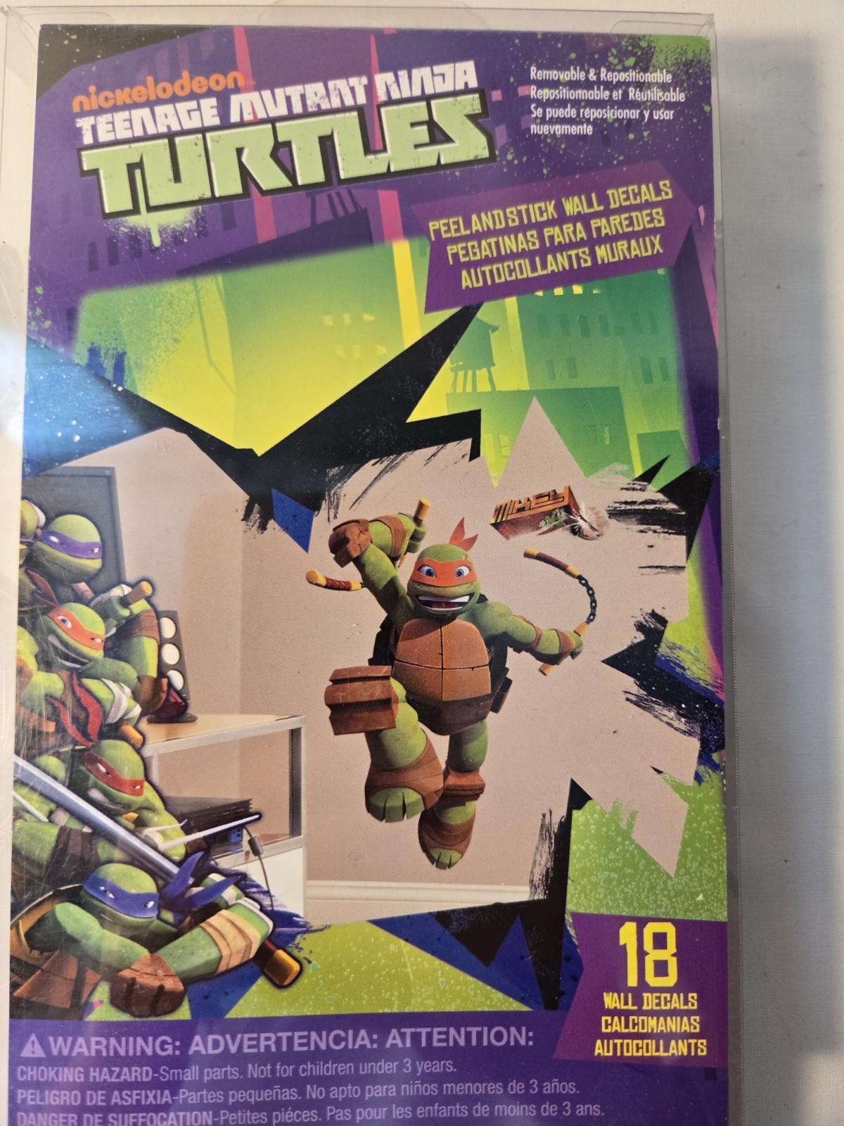 Nickelodeon Teenage Mutant Ninja Turtles TMNT 18 Peel and Stick Wall Decals NIBi