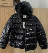 Firetrap HiShine Black Hooded Puffer Jacket Coat - Size 14 (Brand New with Tags)