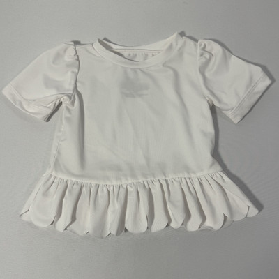 Wonder Nation Baby Girl White Rash Guard Swim Top Peplum 12 Months UPF 50+