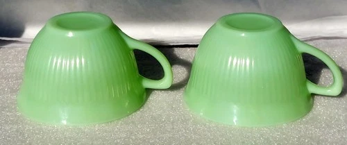 Anchor Hocking Fire King Jadeite Ribbed Jane Ray Green Tea Coffee Cup 1950's