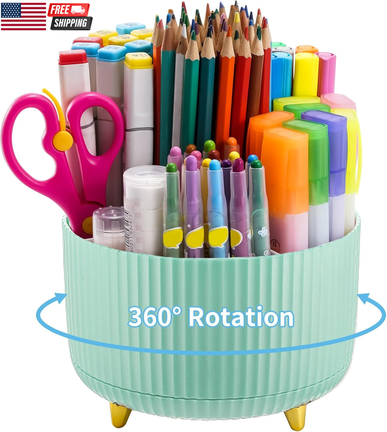 Desk Organizer, 360-Degree Rotating Pen Holder, Desk Organizers and Accessories