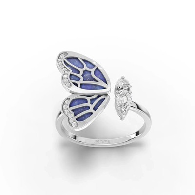 0.36 CT Pear Lab Grown Diamond Butterfly Ring · White Gold Open Fashion Design