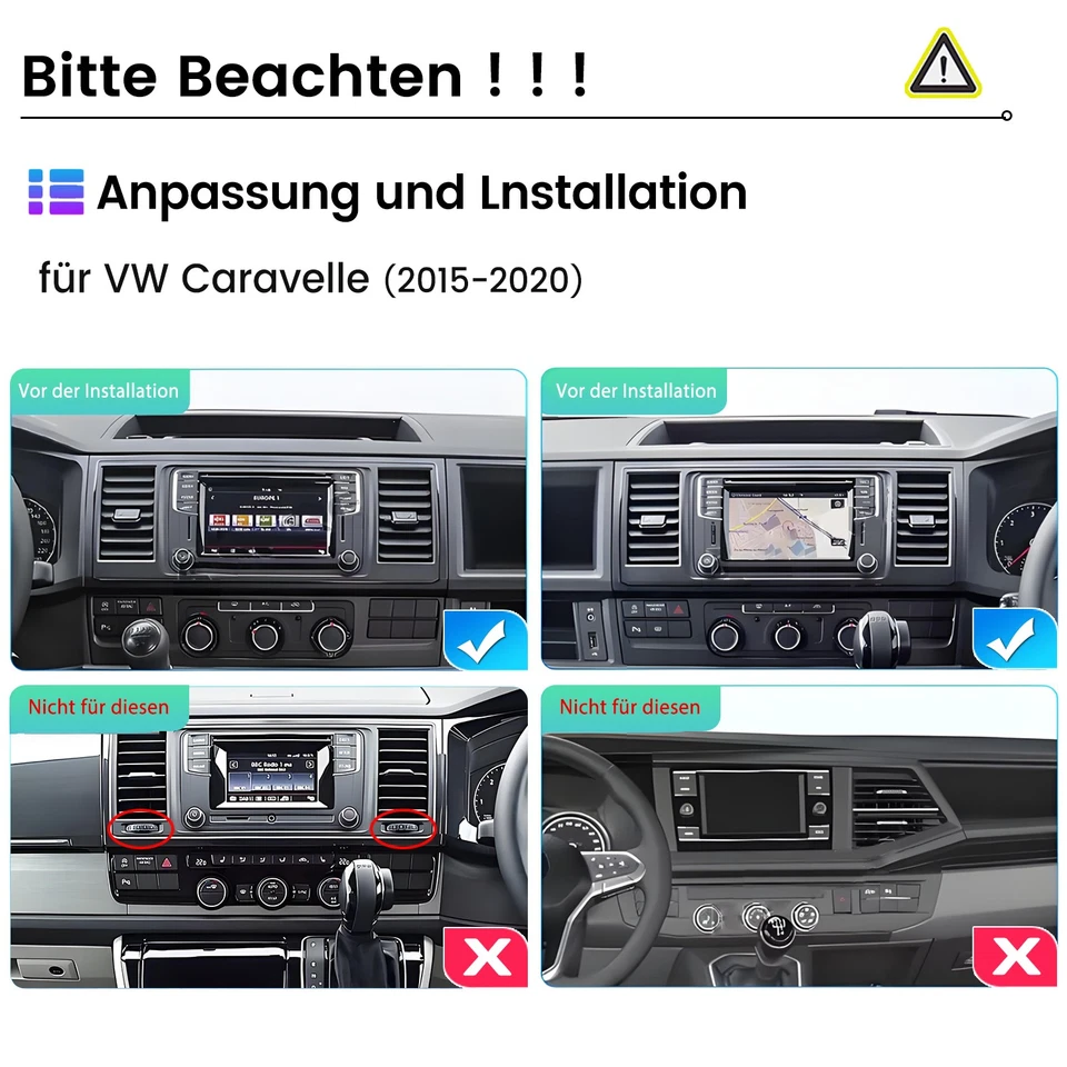 2+64G Carplay Android14 Autoradio GPS Navi WIFI FM Für VW Caravelle VI 2015-2020 - Bild 2 von 4