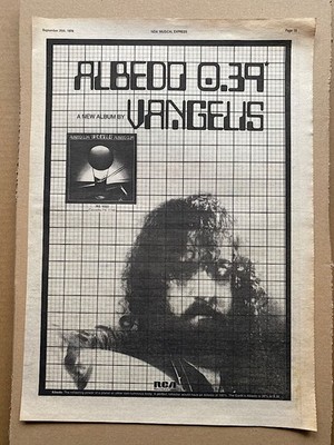VANGELIS ALBEDO 0.39 POSTER SIZED original music press advert from 1976 - printe