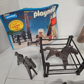 Vintage Playmobil 2960 Native American Indian Horse Set, complete W/ EXTRA PARTS