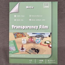 Inkjet Transparency Film 30 Sheets 100 Clear 8.5 x 11 for Overhead Projector