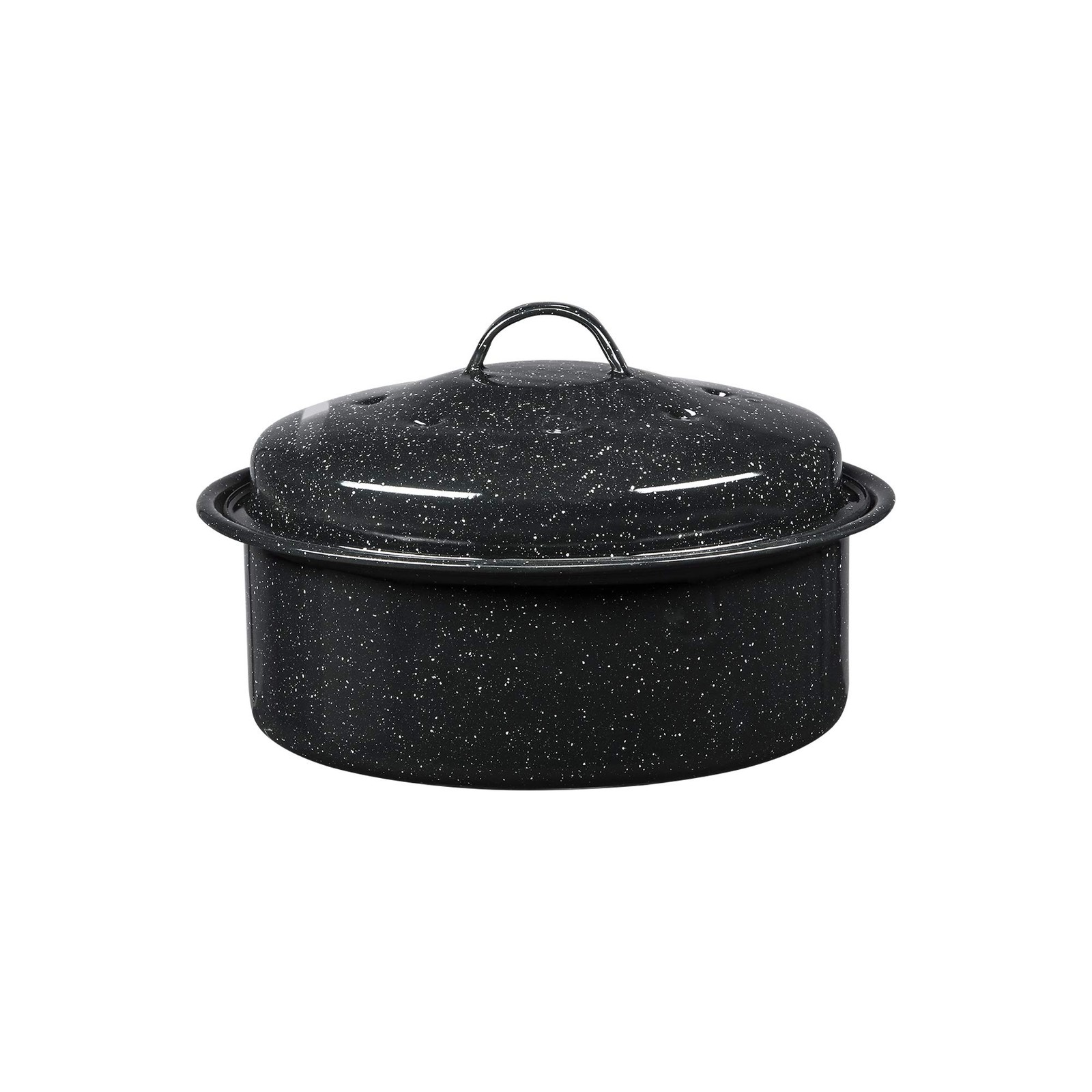 Granite Ware 3 lb. Capacity Covered Round Roaster Speckled Black Enamel on Steel
