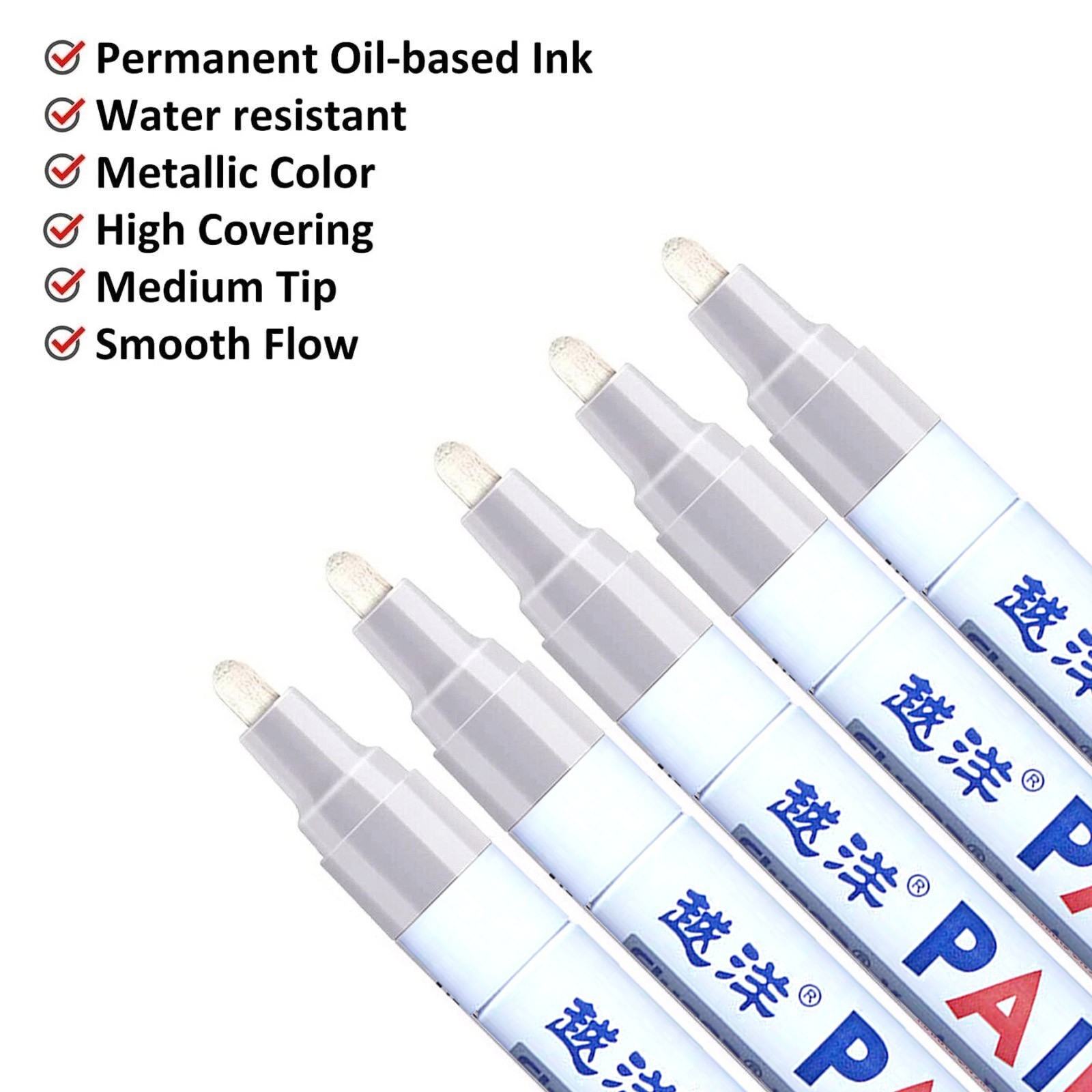 5PC White Paint Pen Marker Waterproof Permanent Car Tire Lettering Rubber Letter