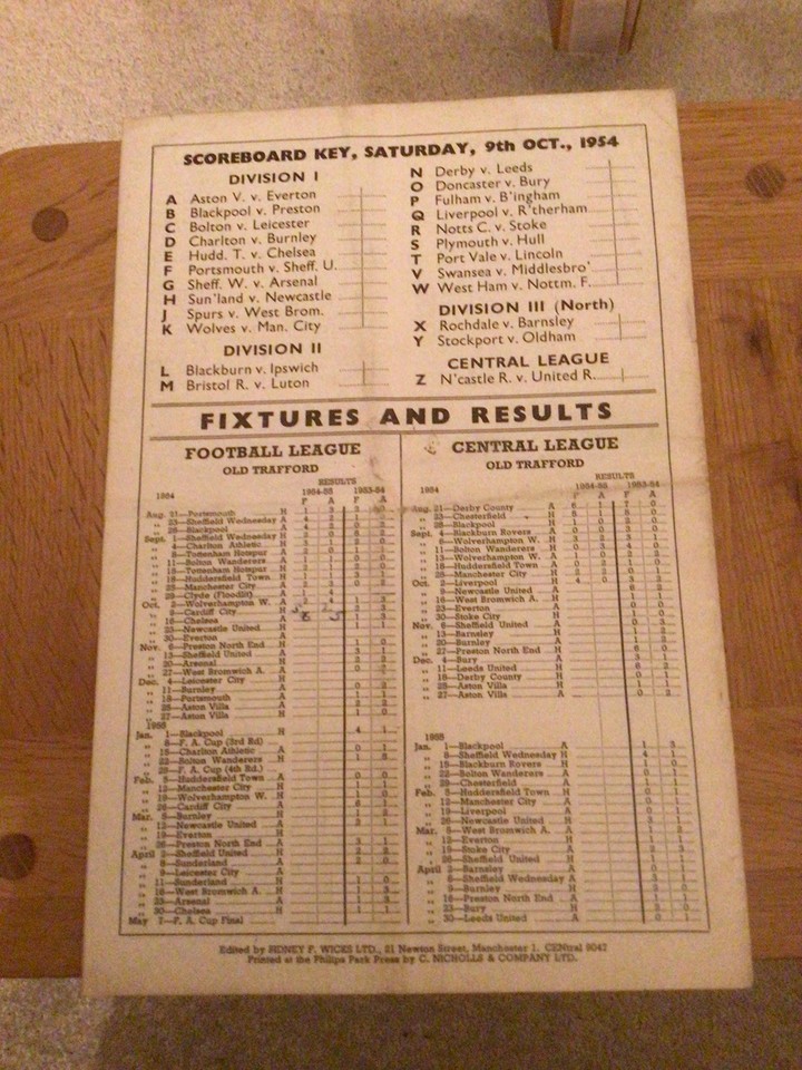 Manchester United v Cardiff City Programme 09/10/54 | eBay UK