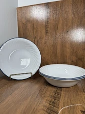 Corning Corelle 1992 Celestial Blue Floral Swirl Rim Salad/Soup Bowl set of 3