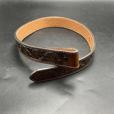 Ariat Brown Western Belt Tooled Leather Sz 20 Boys No Buckle 1.25  Wide Taiwan