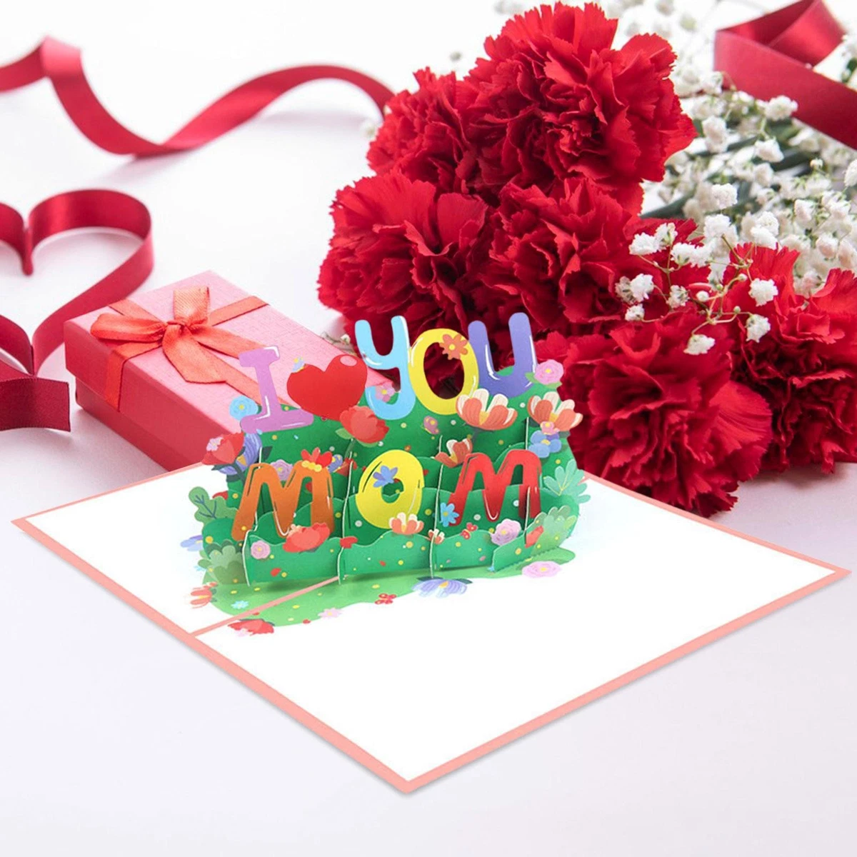 Set 6 Biglietti Pop-Up 3D – Compleanno, Auguri, Fiori, Ruota Panoramica, Giostra – Carta Spessa Laser