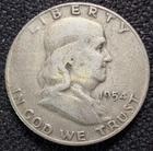 1954D 90% Silver Franklin Half Dollar Free Shipping 72 yo Classic Precious Metal