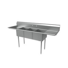 Bk Resources 20 in x 16 in x 12 in 3 Compartment Sink with 2 18 in